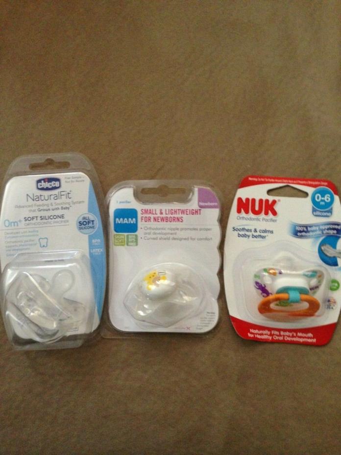 Natural Fit Soft Silicone Orthodontic BPA free Pacifier (Lot of 3)