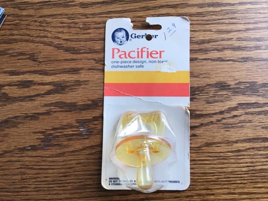 Vintage Gerber Pacifier Straight Round nipple teether Vinyl Yellow Rare