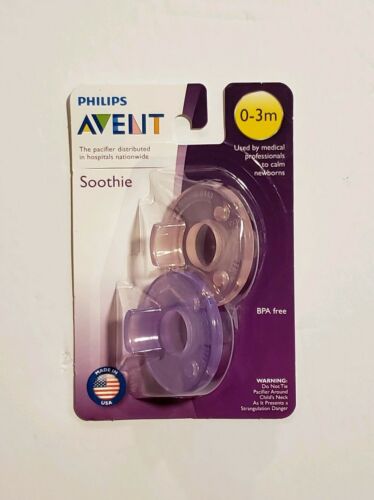 Brand New! Phillips Avent Soothie Pacifier, 0-3 months, Pink/Purple, 2 Ct
