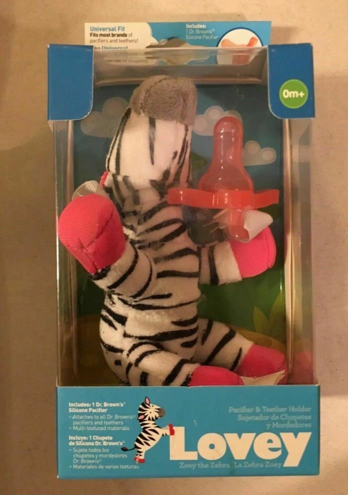 -DR.BROWNS (  LOVEY Zebra ) PACIFIER WITH Zoey The Zebra DETACHABLE  OPEN BOX