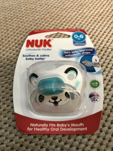 New NUK Orthodontic Pacifier 0-6 Months Silicone Panda Bear