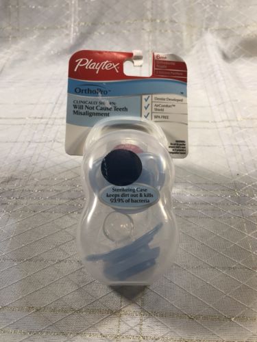 NEW Playtex OrthoPro 2pk Infant Baby Pacifier Binky Soother Orthodontic Blue 6M+