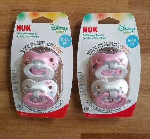 NUK HOLIDAY Cute!Disney Baby 6-18m Minnie Mouse 2-Pk(2) Orthodontic Pacifier NEW