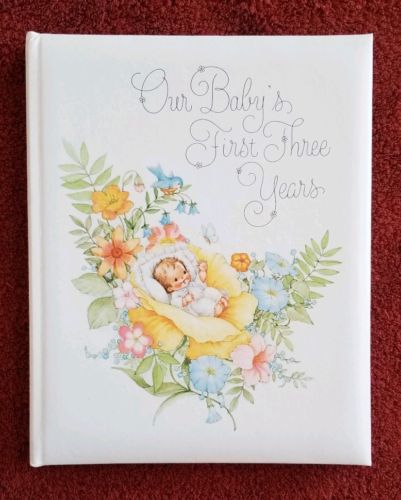 Vintage Hallmark Baby Book Baby's First Three Years with Protective Sheets 1996