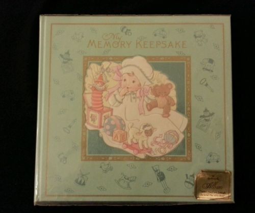 Vintage Hallmark My Memory Keepsake Baby Book Album Blue Teddy Bear Jack Box