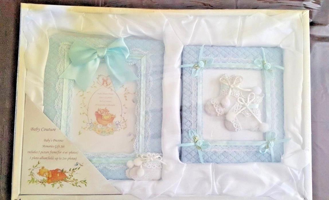 Baby Couture Memories Gift set Photo Frame & Album-Blue by Baby Couture