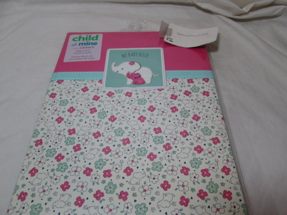 Child of Mine by Carter's Baby's First Memory Book ELEPHANTS and Flowers ~ Pink