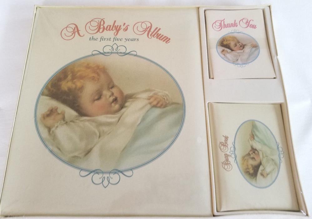 New Sealed BESSIE PEASE GUTMANN SET BABY BOOK w/ Thank You Cards & Photo Album
