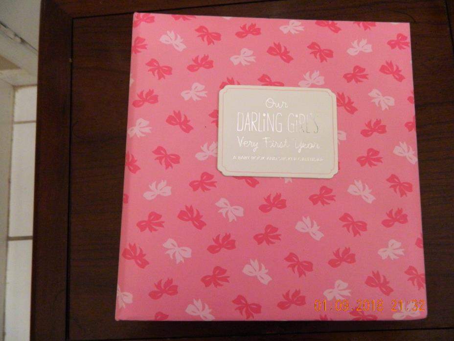 NEW HALLMARK OUR DARLING GIRL'S VERY FIRST YEAR BABY BOOK AND STICKER CALENDAR