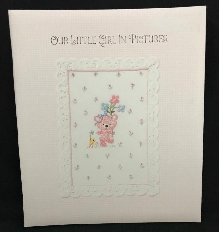 Vintage Hallmark Our Little Girl In Pictures Pink Photo Album Teddy Bear VHTF