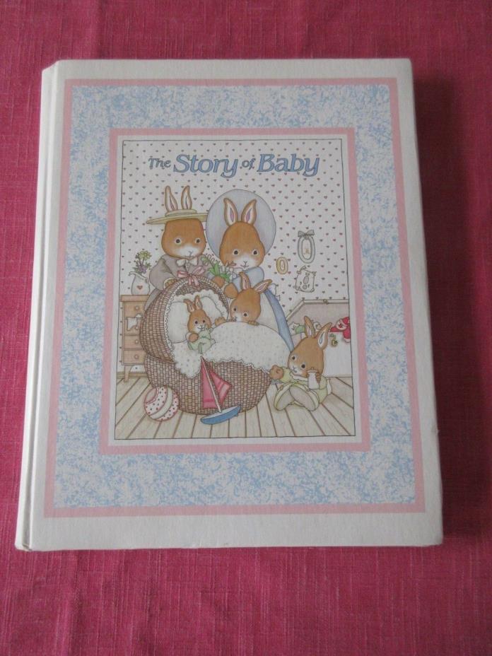 “The Story of Baby” Memory and Journal Baby Book, Bunny Rabbit Family, Keepsake,