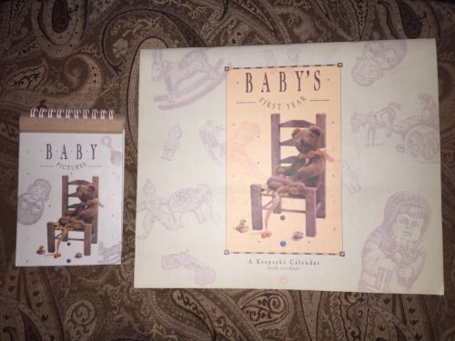 BABY’S FIRST YEAR KEEPSAKE CALENDAR WITH STICKERS & MATCHING PHOTO BOOK