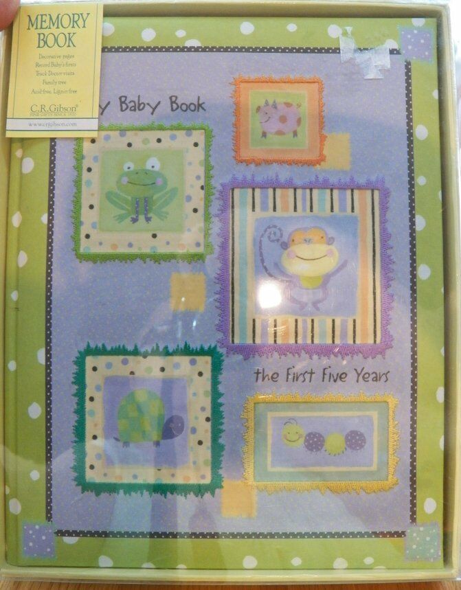 2003 C.R. Gibson BABY MEMORY RECORD BOOK~Polka Dot Piggy~Padded Cloth Cover NEW