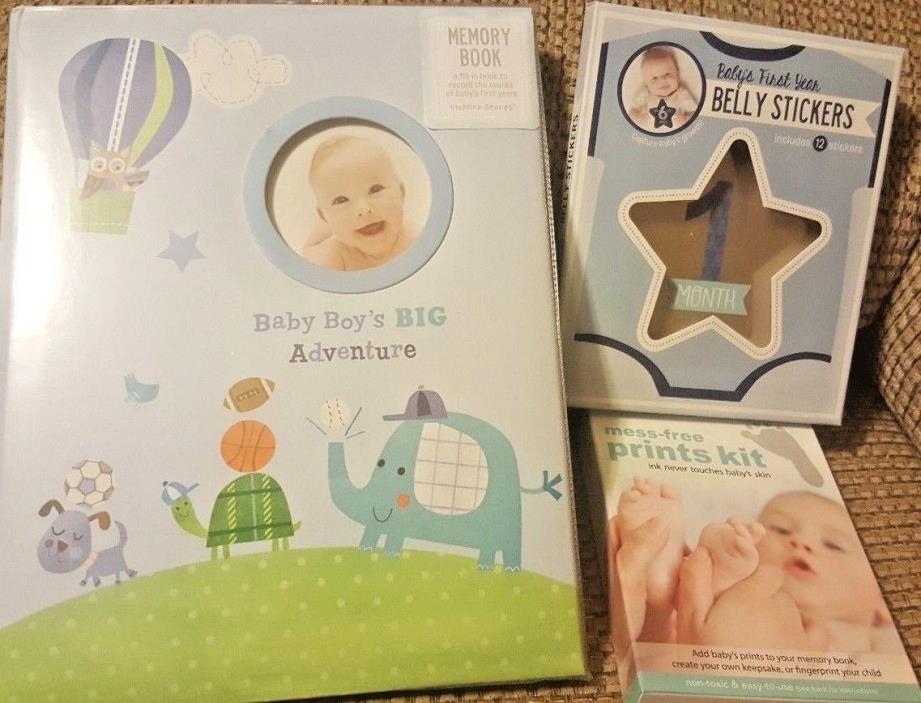 Baby Boy Memory Book, Belly Stickers, and No Mess Print Kit