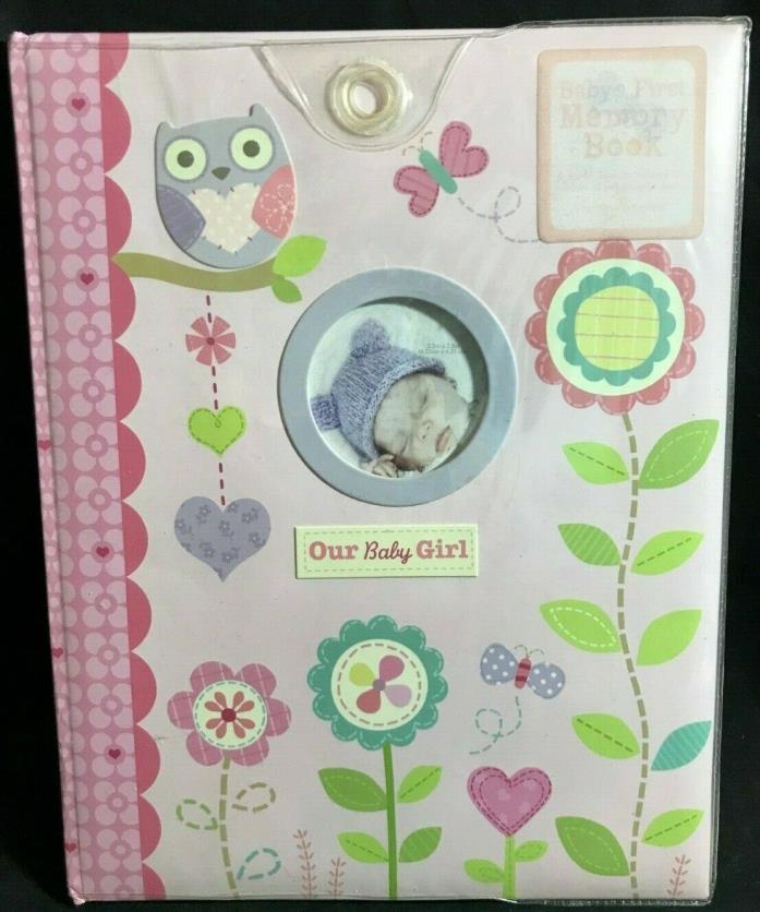 NEW OUR BABY GIRL Baby's First Memory Book PINK FLOWERS OWL HEARTS