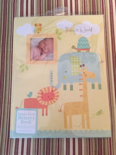 New Stepping Stones Baby's First Memory Book Yellow Elephant, Lion, Giraffe+++