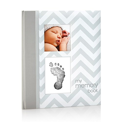 Baby Boy Girl  Book Clean Touch Ink Pad Grey Memory Photo Album Gift Keepsake