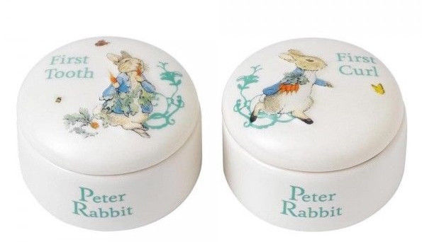 Gund UK Beatrix Potter Peter Rabbit First Tooth & Curl Ceramic Keepsake Box Set