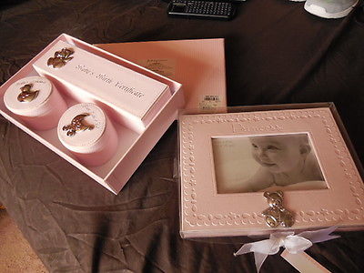 FIRST IMPRESSIONS BABY GIRL BOXES AND BABY PHOTO FRAME NIB FROM MACYS