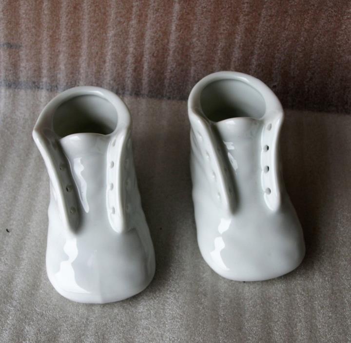 Ceramic White Baby Shoe Bootie Gift Newborn Baptism Birthday Japan
