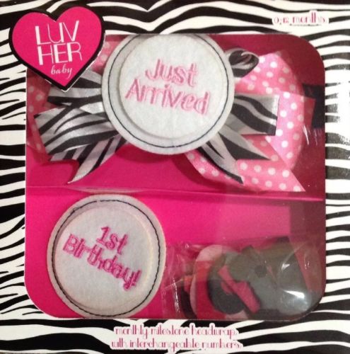 Luv Her Baby Pink & Black Gift Set baby's 1st year photo fun gift set NIB