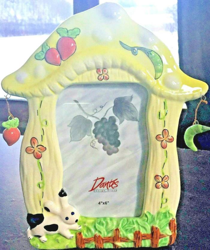 Dante's Ceramic Picture Frame with a cute bunny-Holds a 4 x 6 inch photo-Baby or