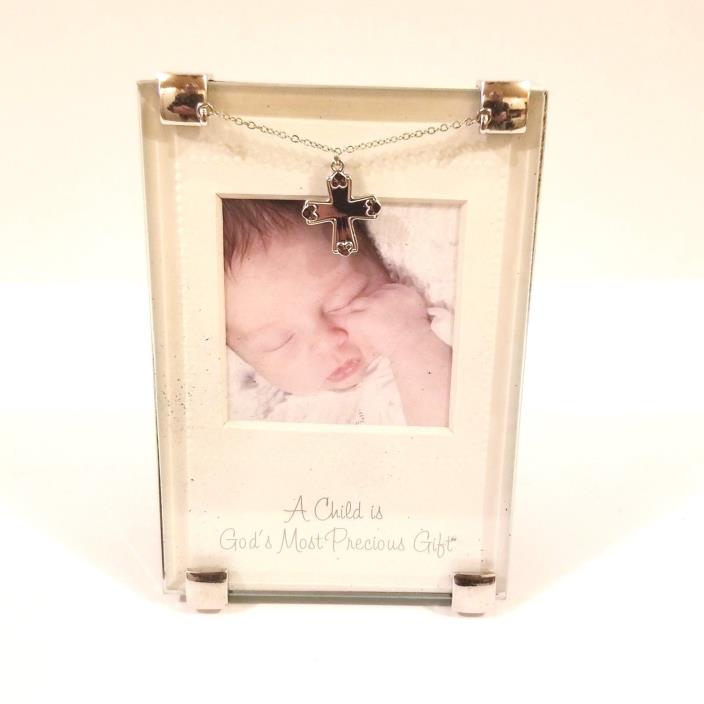 Mudpie Christening Clip Frame baby picture frame