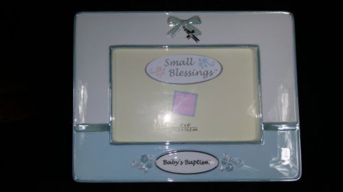Russ Baby Picture Frame Small Blessings Blue Boy Baby's Baptism 4 x 6