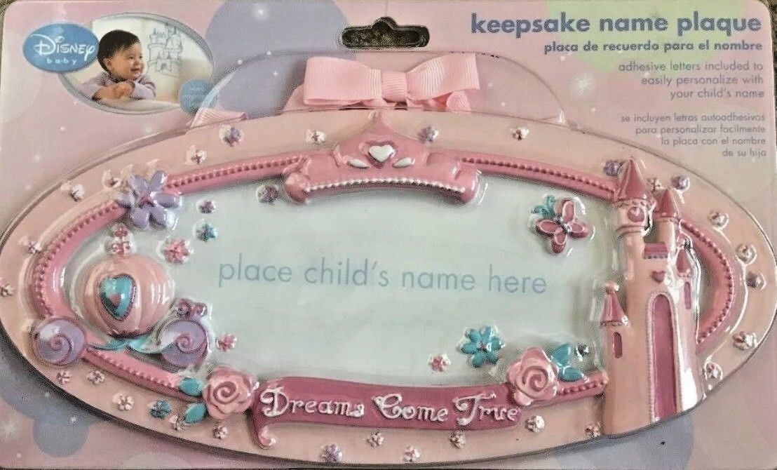 Disney Baby Girl Keepsake Name Plaque Princess Pink