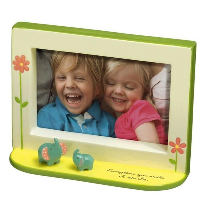 Baby & Kids 4 X 6 Picture Frame with Elephant Figurines