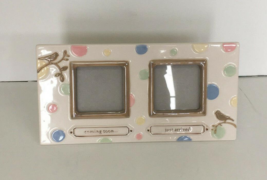 baby coming soon just arrived l gender neutral ceramic two  picture frame
