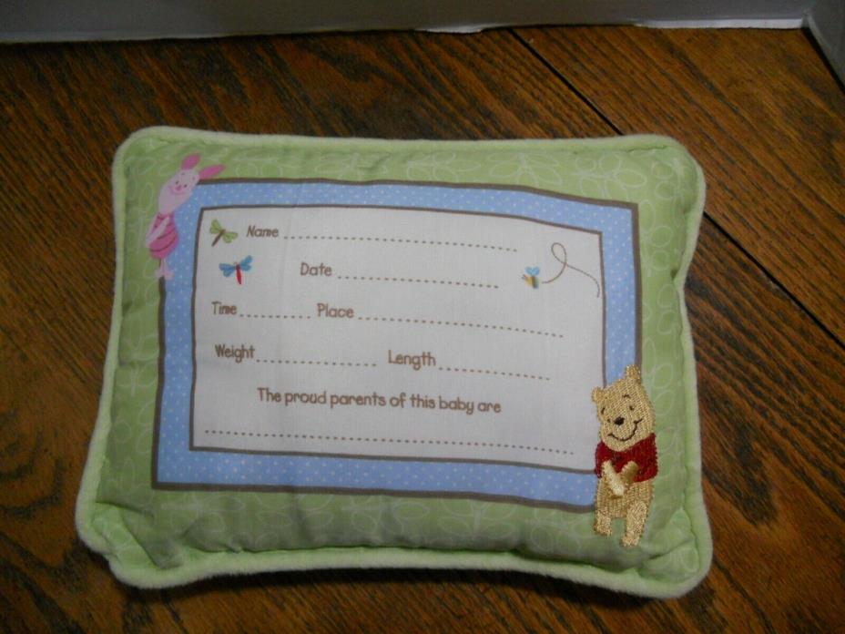 Disney Winnie The Pooh Pillow w/Place for Birth Announcement  