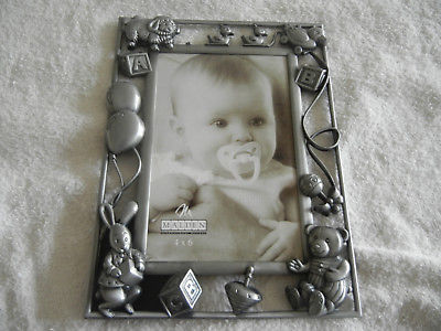 Malden Nursery Parade Baby 4X6 Metal Picture Photo Frame Pewter Color Animals