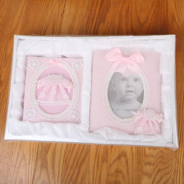 Pink Baby Girl Baby King Photo Album and Frame Set 4