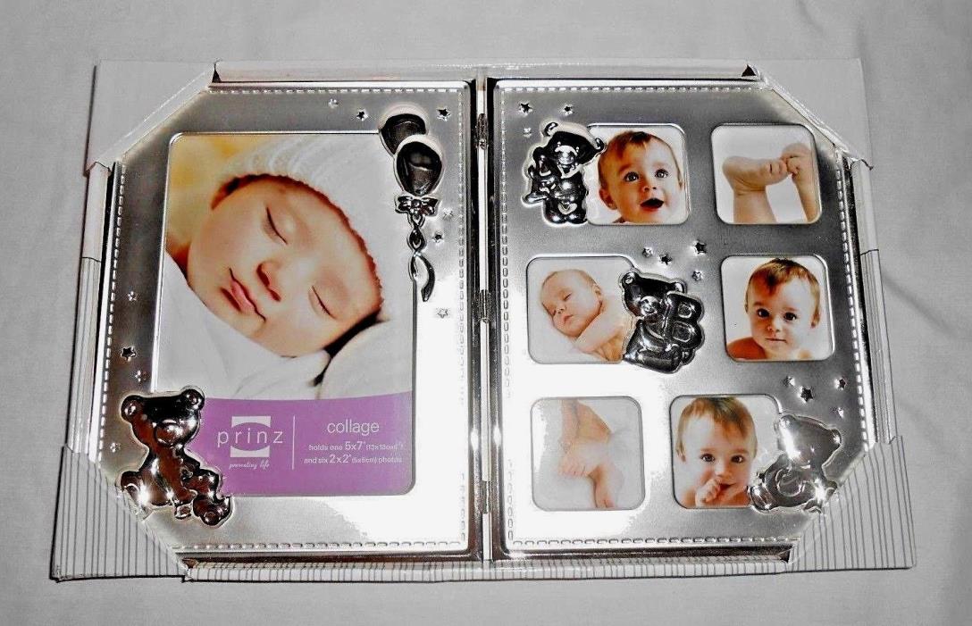 Photo Frame Hinged 5X7 2X2 Prinz Presenting Life Baby Collage Silver Metal