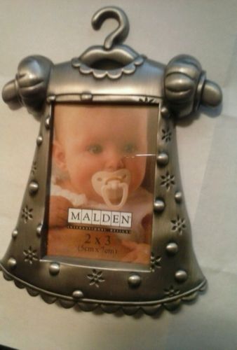 Pewter baby dress picture frame
