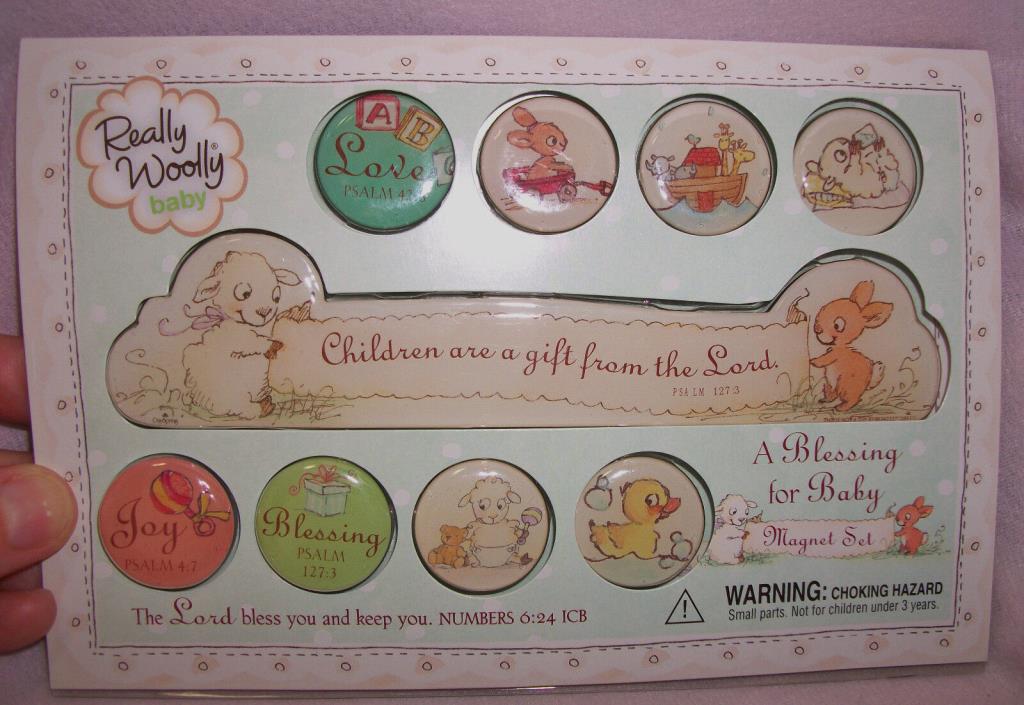 NEW! Dayspring Really Wooly Baby A BLESSING FOR BABY Bible Scriptures MAGNET SET