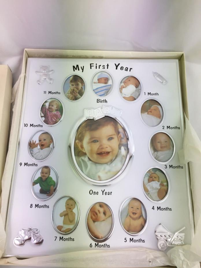 My First Year Baby Photo Frame, White 12 Small Windows and 1 Large