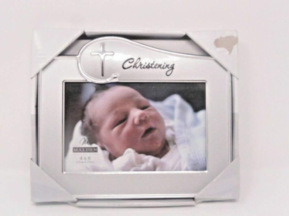 First Year Baby Christening Photo Frame NIB 4 x 6 with Chrome Color Lettering