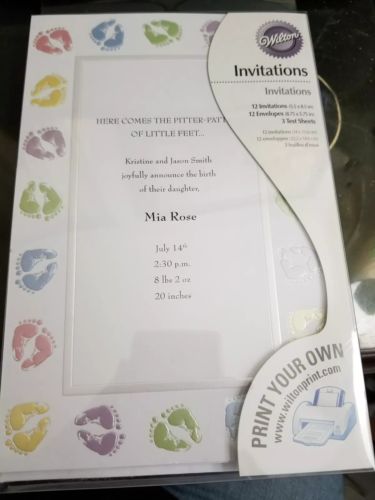 Wilton - NIB Invitations envelops birth child party shower announcements