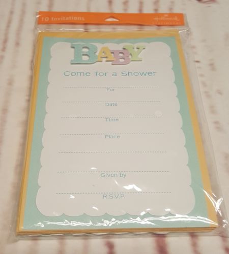 Hallmark Stationery Baby Shower Invitations and Envelopes #10 Raised Baby