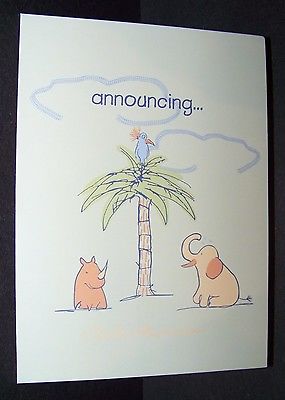 15 Baby Birth Announcements Elephant Rhino Bird Carters Green C. R. Gibson Green