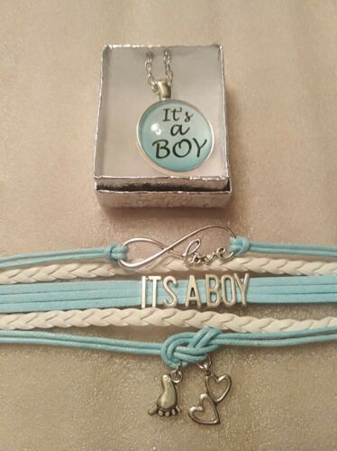 Its A Boy Pendant Necklace & Its A Boy Bracelet
