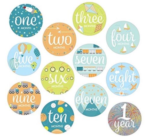 Baby Boys Monthly Milestone Belly Stickers Photo First Year Set