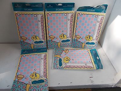 HALLMARK Lot Of 40(5 PKGS)Baby Birth Shower Party Announcements NIP Duckies