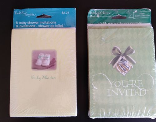 New - Lot Of 2 - Invitations. 1 - 12 Count Holiday. 1 - 8 Count Baby Shower.