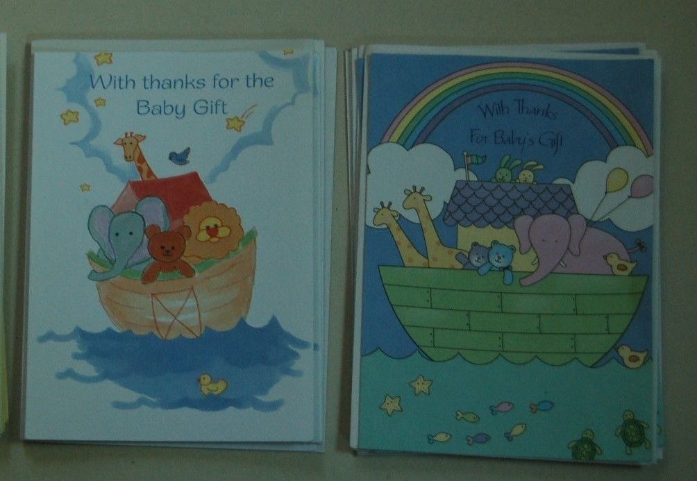 Baby Gift Thank You cards, Noah's ark themed, 7 card w/envelopes.