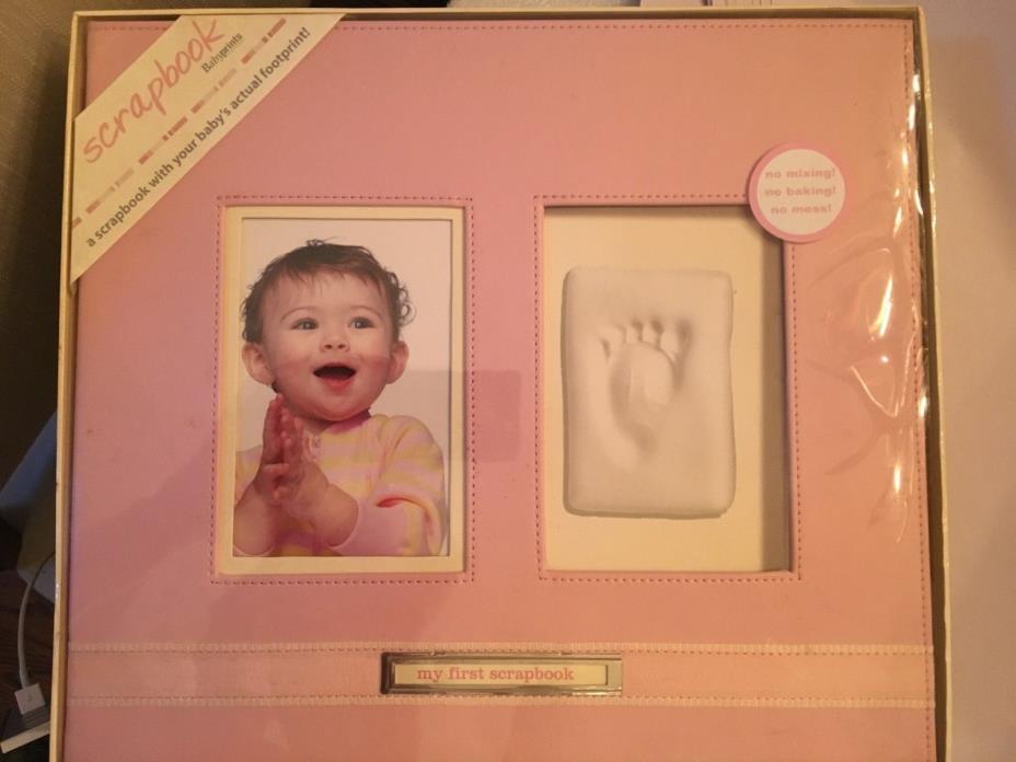 Pearhead Large Scrapbook Newborn Baby Girl Footprint Frame Kit Clay Keepsake