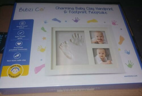 Bubzi Co Baby Handprint Footprint Clay Keepsake Picture Photo Frame