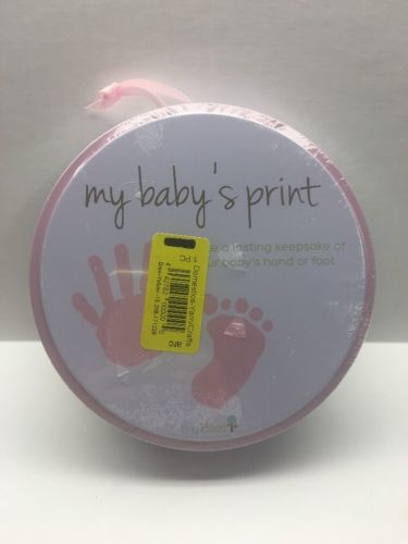 “My Baby’s Print” Tiny Ideas Easy to Use Hand or Foot Print Keepsake in Pink Tin